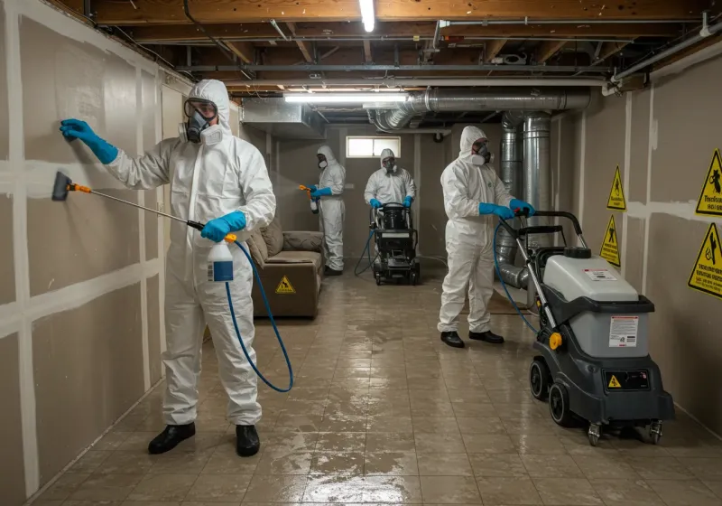 Basement Moisture Removal and Structural Drying process in Haywood County, NC